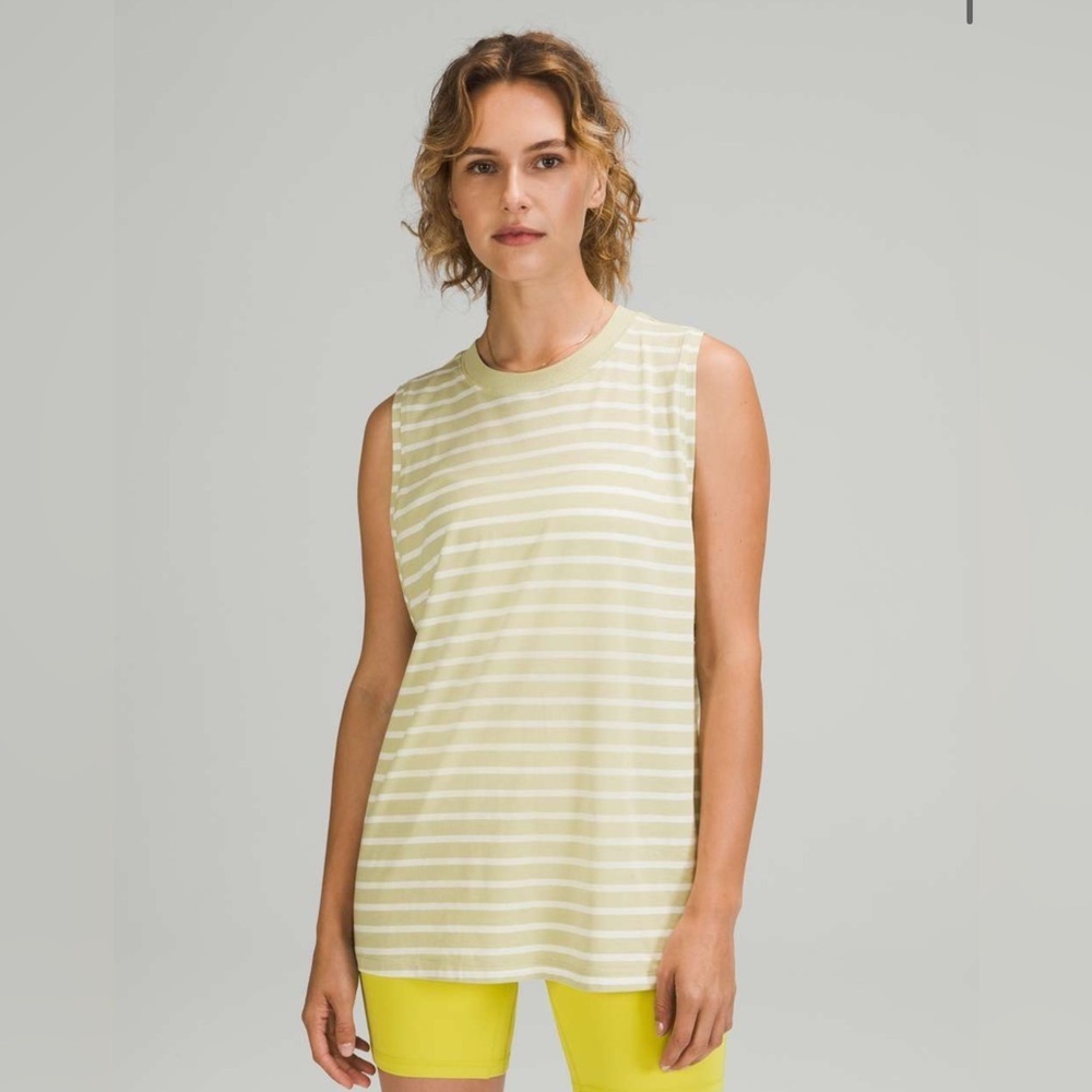 Women’s Lululemon All Yours Tank Top Yachtie Stripe Dew Green White Size 4